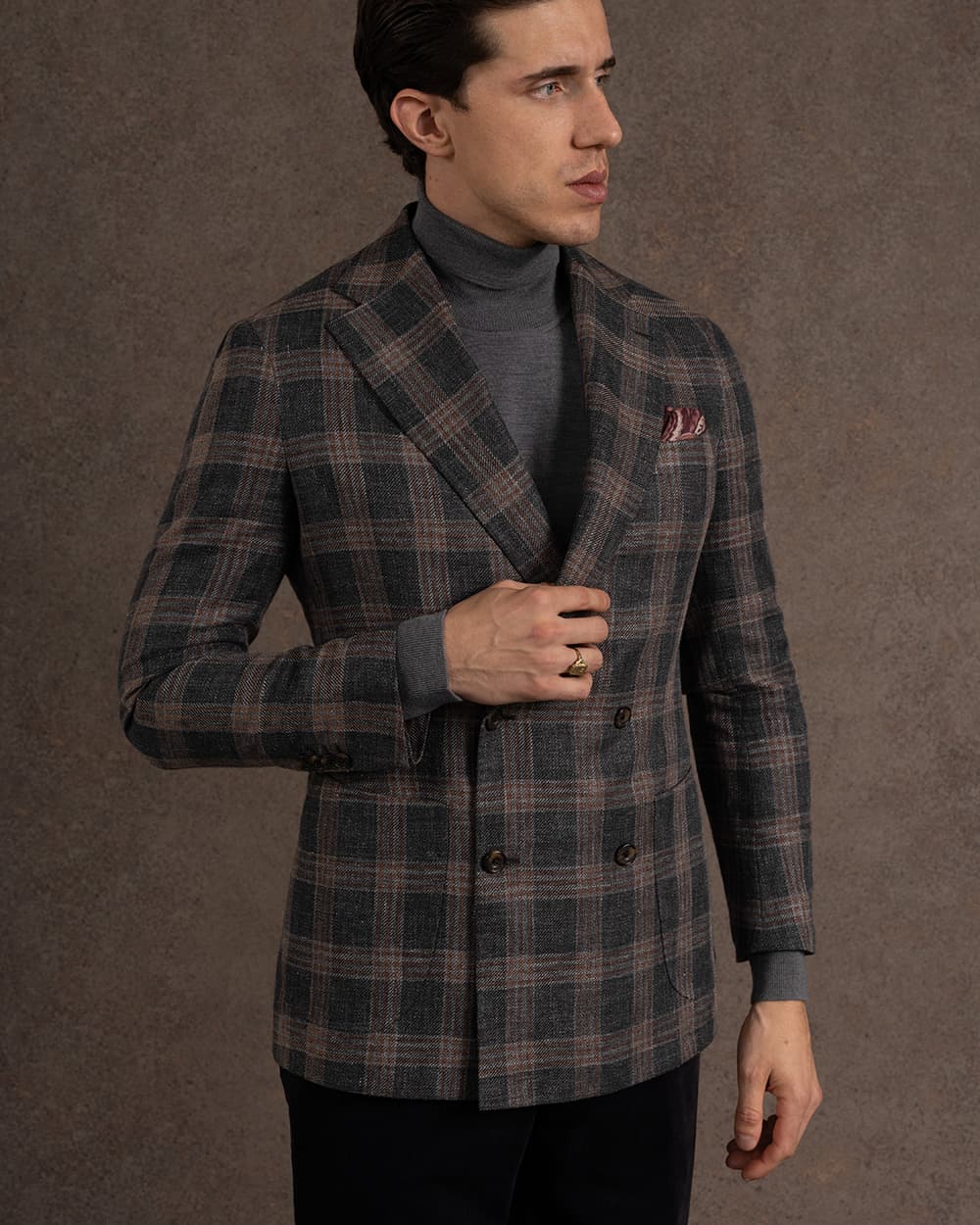 Made-to-measure double-breasted checked blazer — Le Premier