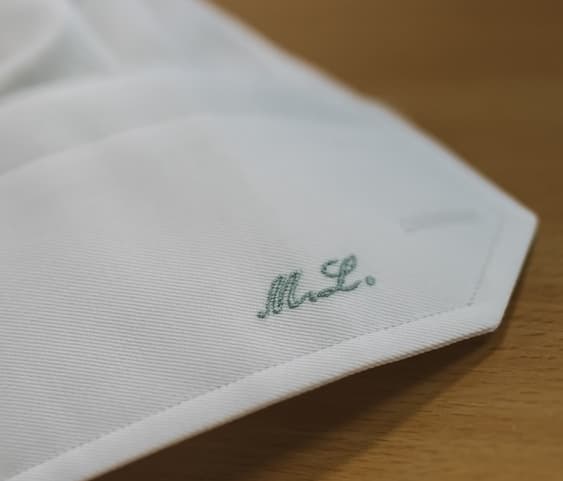 Embroidered monogram on a shirt