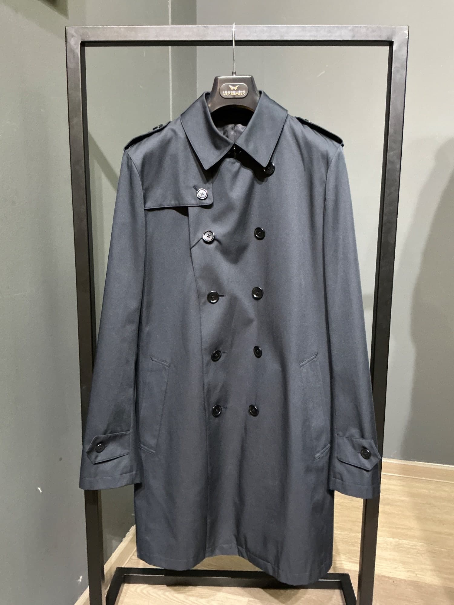 Trenchcoat modrošedý