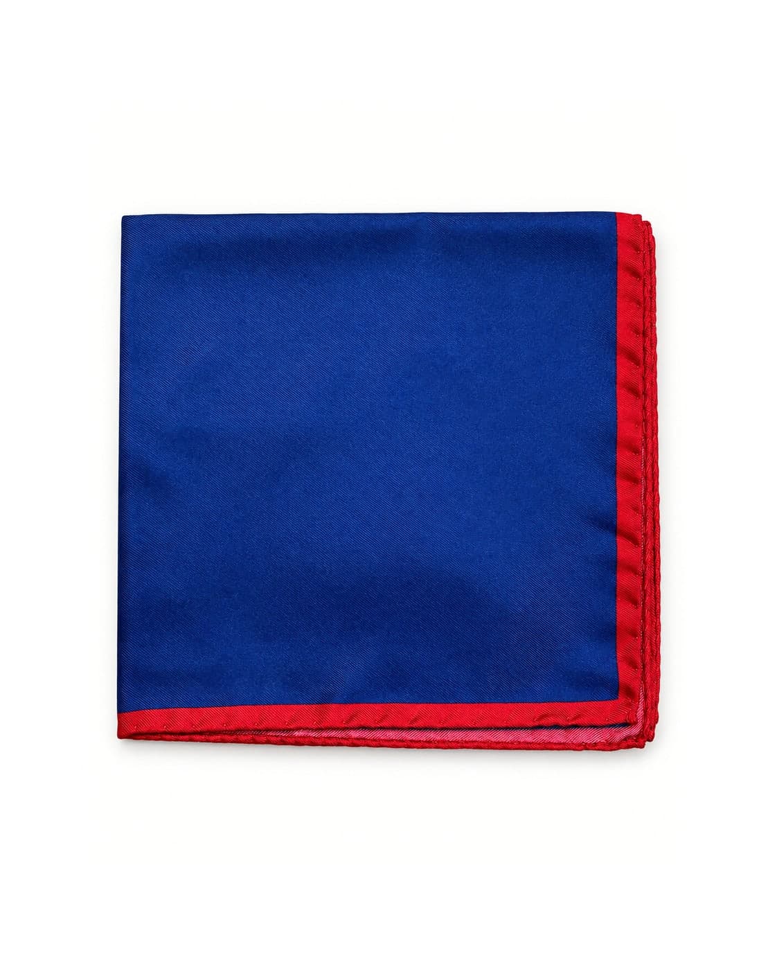 Navy Pocket Square with Red Border