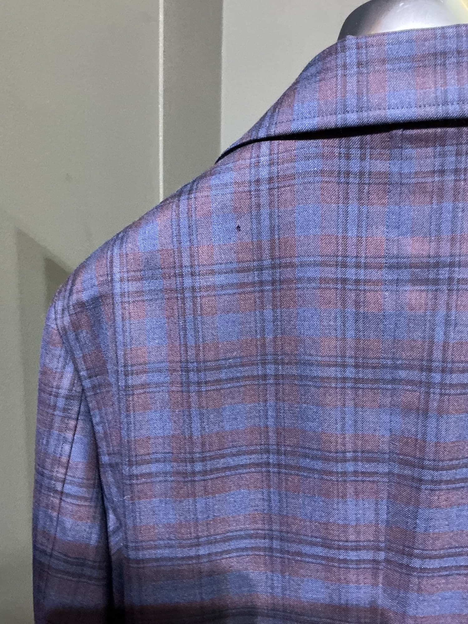 Safari Jacket vínovo modrý károvaný