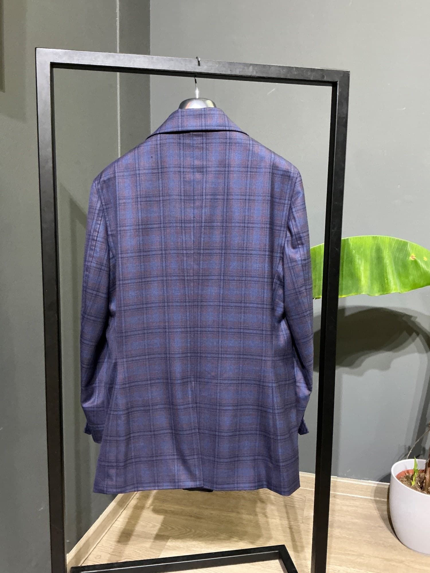 Safari Jacket vínovo modrý károvaný